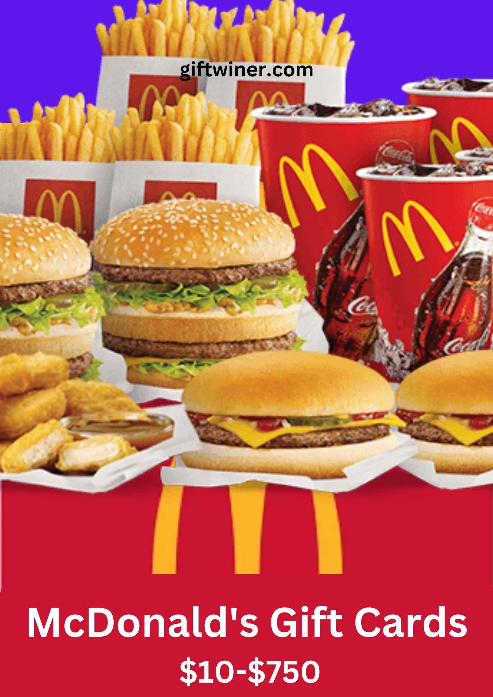 McDonald's gift cards are prepaid cards that can be used to purchase food and beverages at participating McDonald's restaurants. Available in various denominations, they make the perfect gift for any occasion.